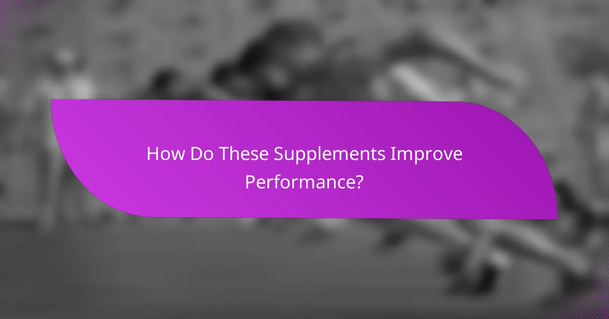 How Do These Supplements Improve Performance?